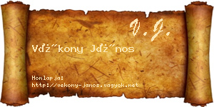 Vékony János névjegykártya